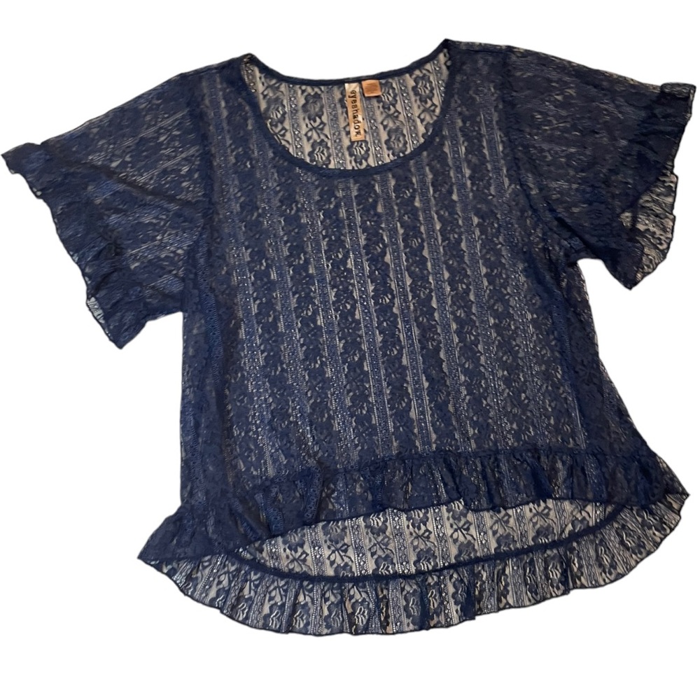 Eyeshadow Mesh Tunic Top in Blue Size XL